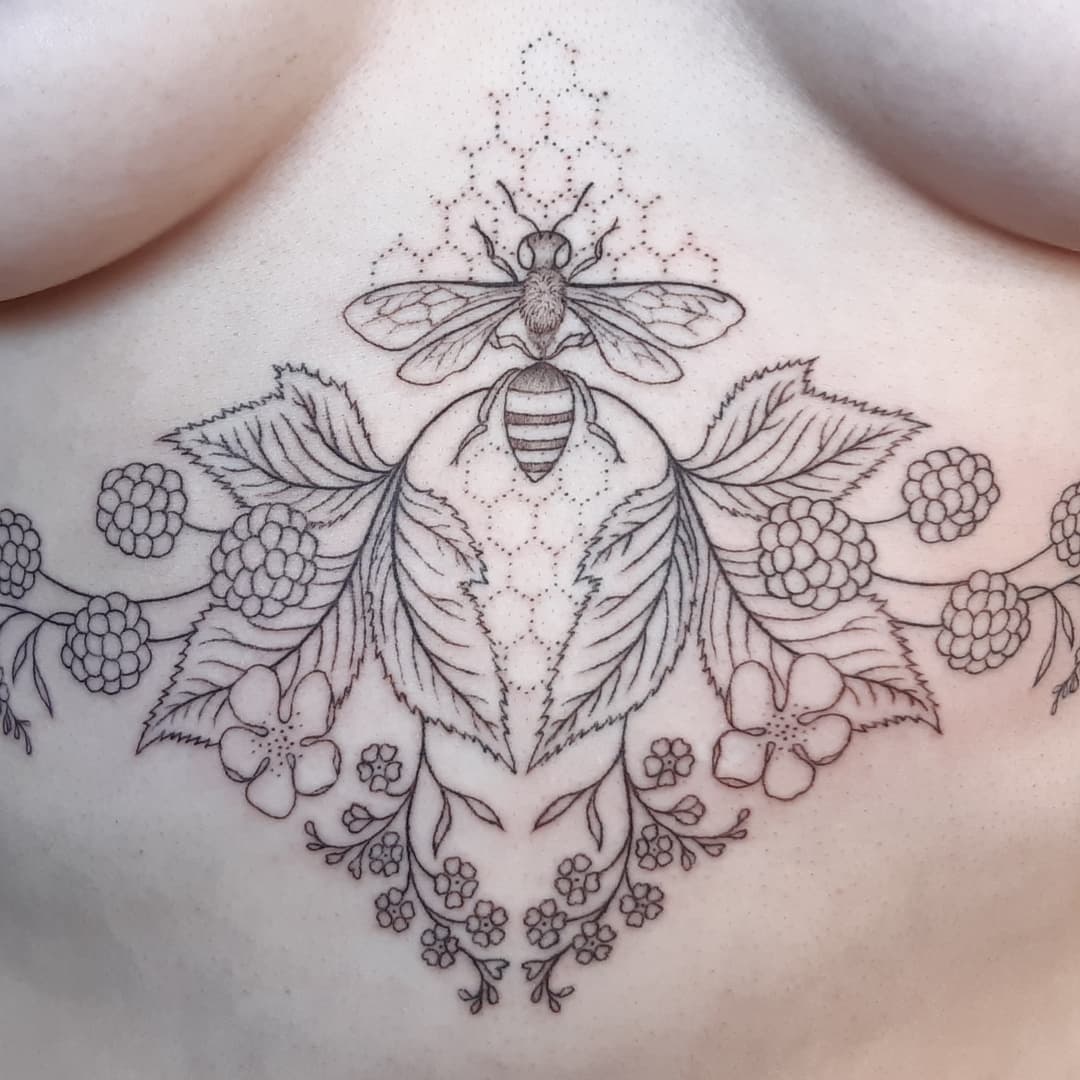 Bees and fruits tattoo