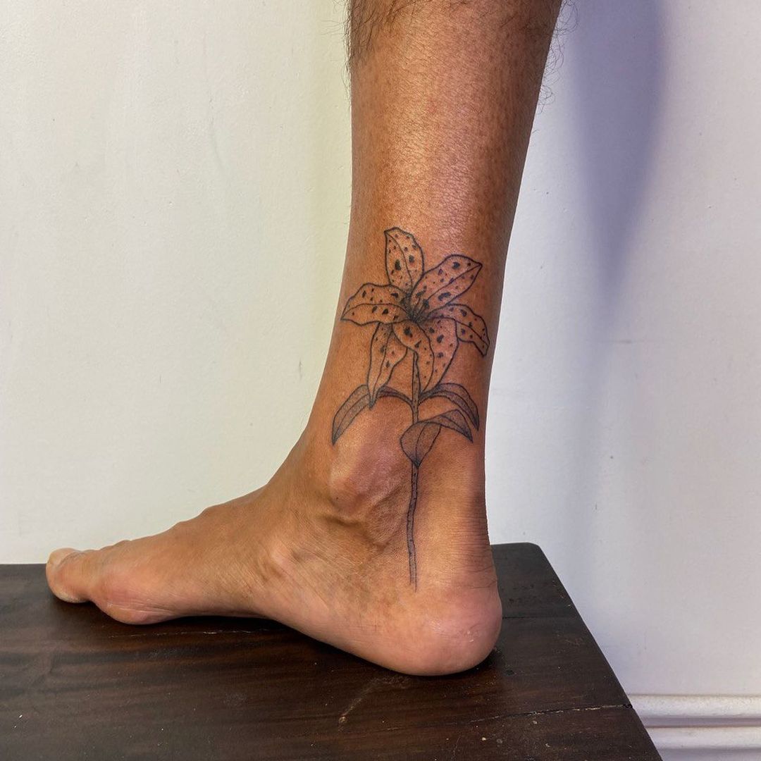 Lily Flower Tattoo Foot Design