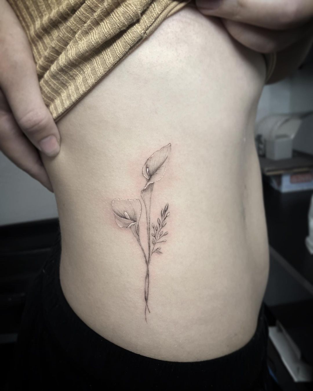 lily tattoos on side