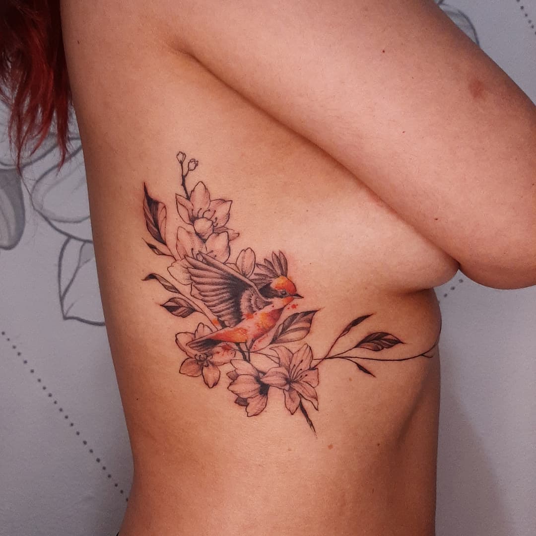 Lily Tattoo Side Boob