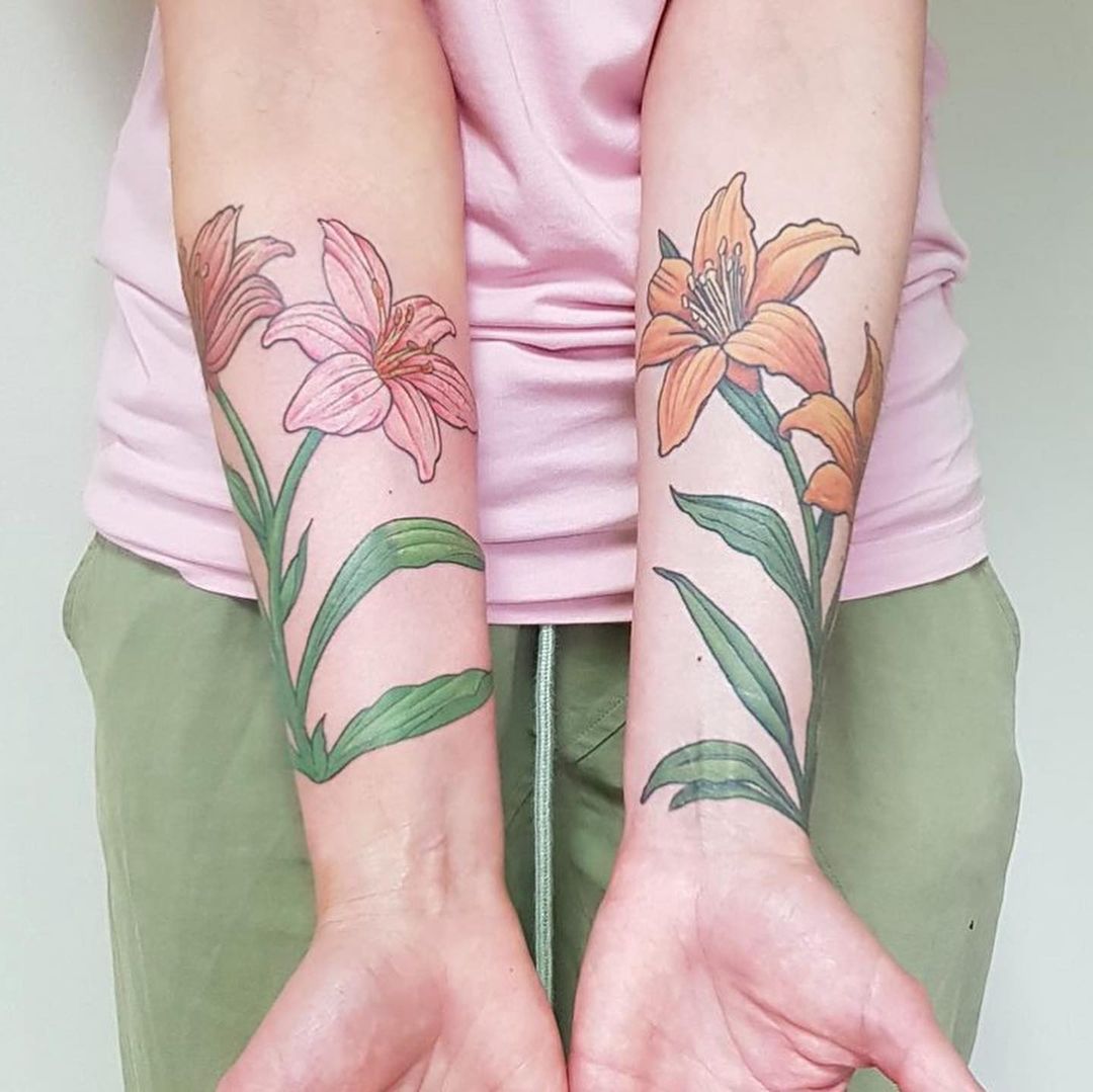 Lily Tattoo Over Arm