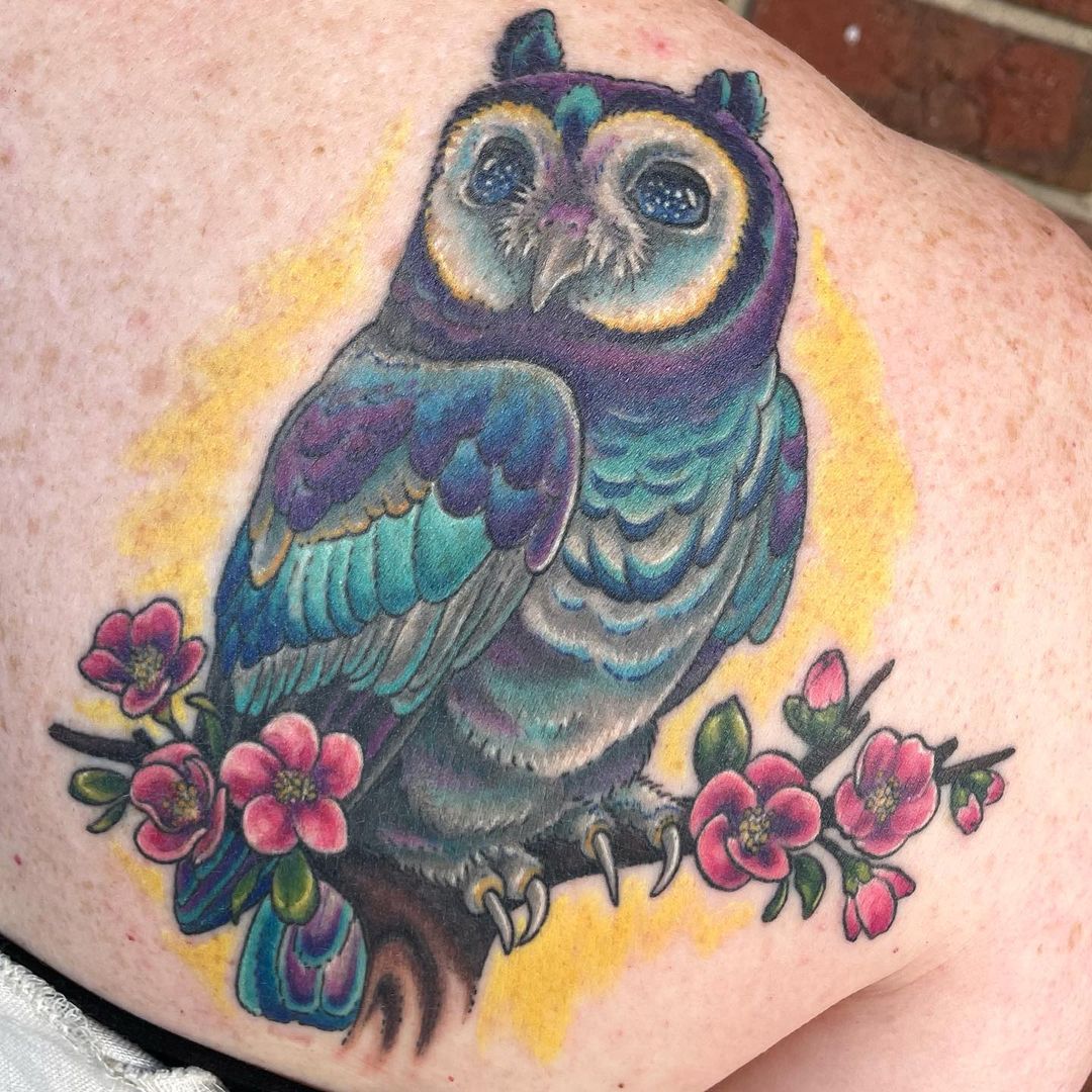 Owl Back Tattoo Upper Back