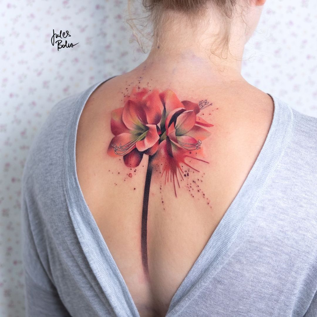 Flower Upper Back Tattoo