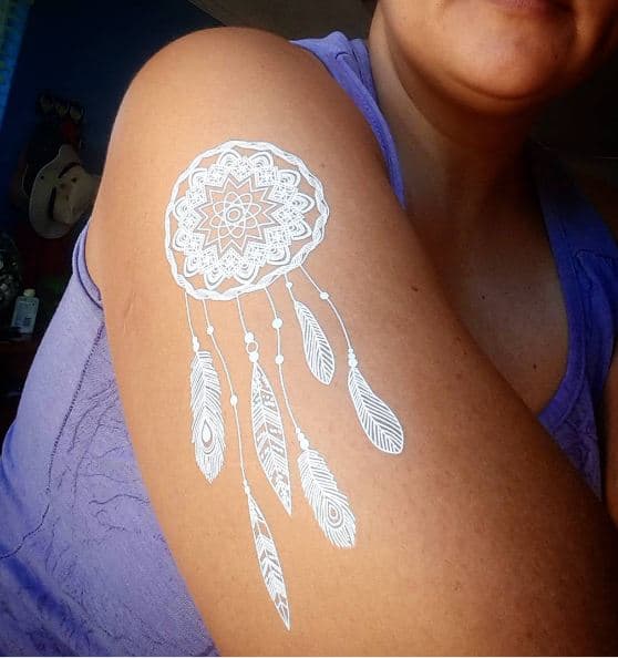 White Ink Tattoos On Dark Skin hero tattoo Dreamcatcher 3