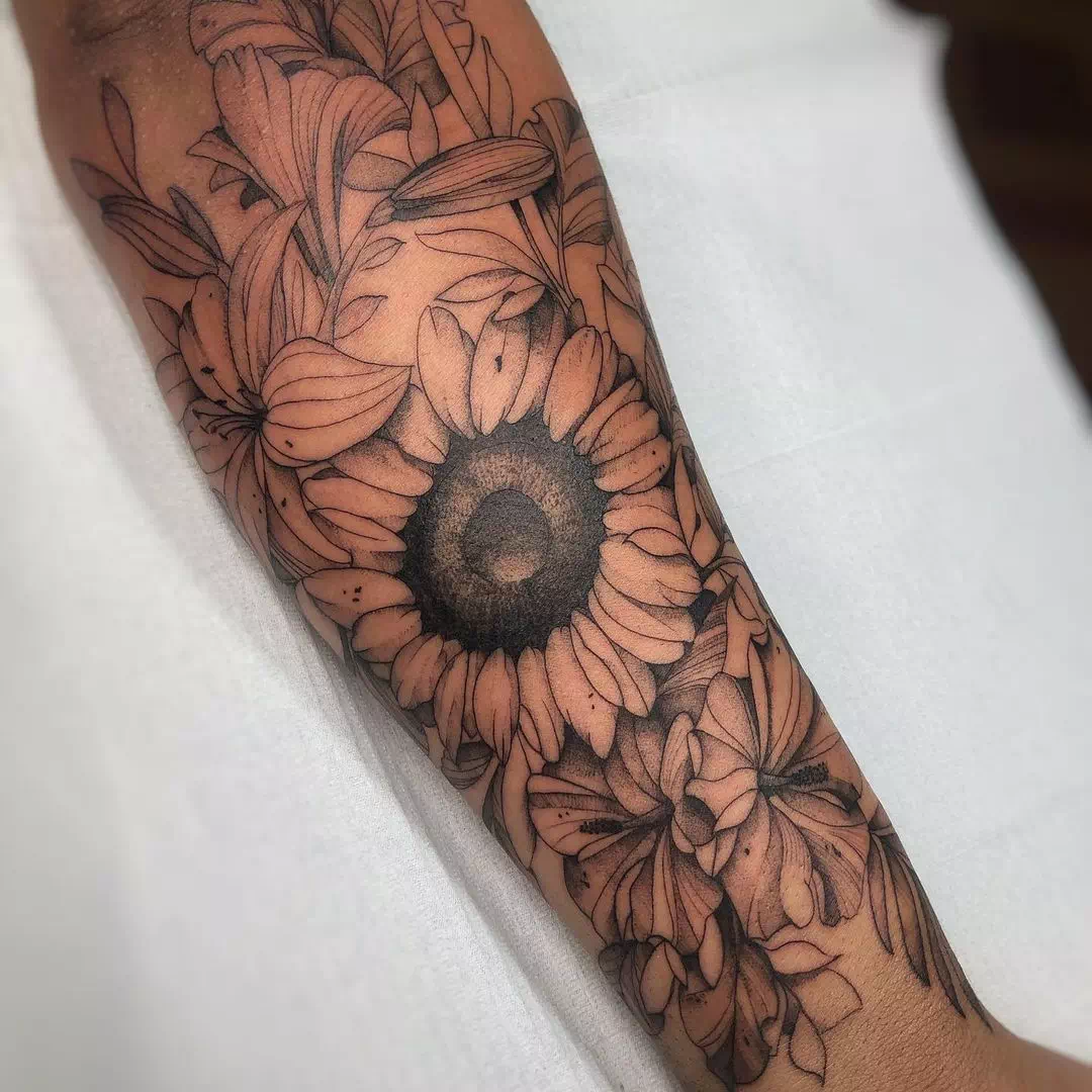 A man fell in love with sunflower