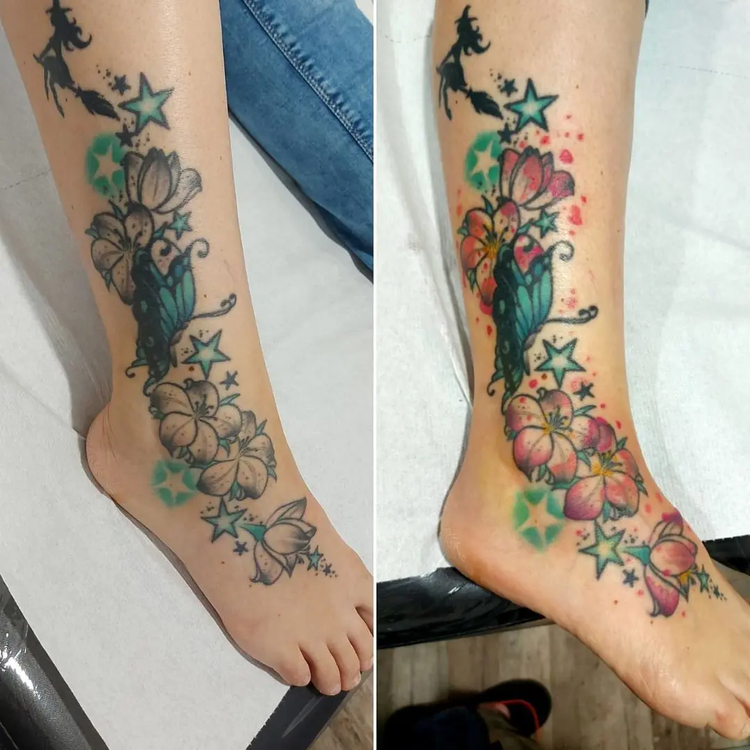 Antes y después de retocar tatuajes mujeres
