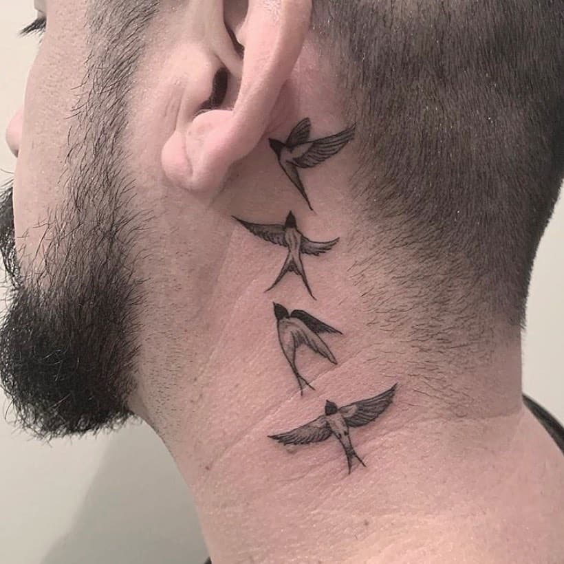 Los pájaros detrás del tatuaje del héroe