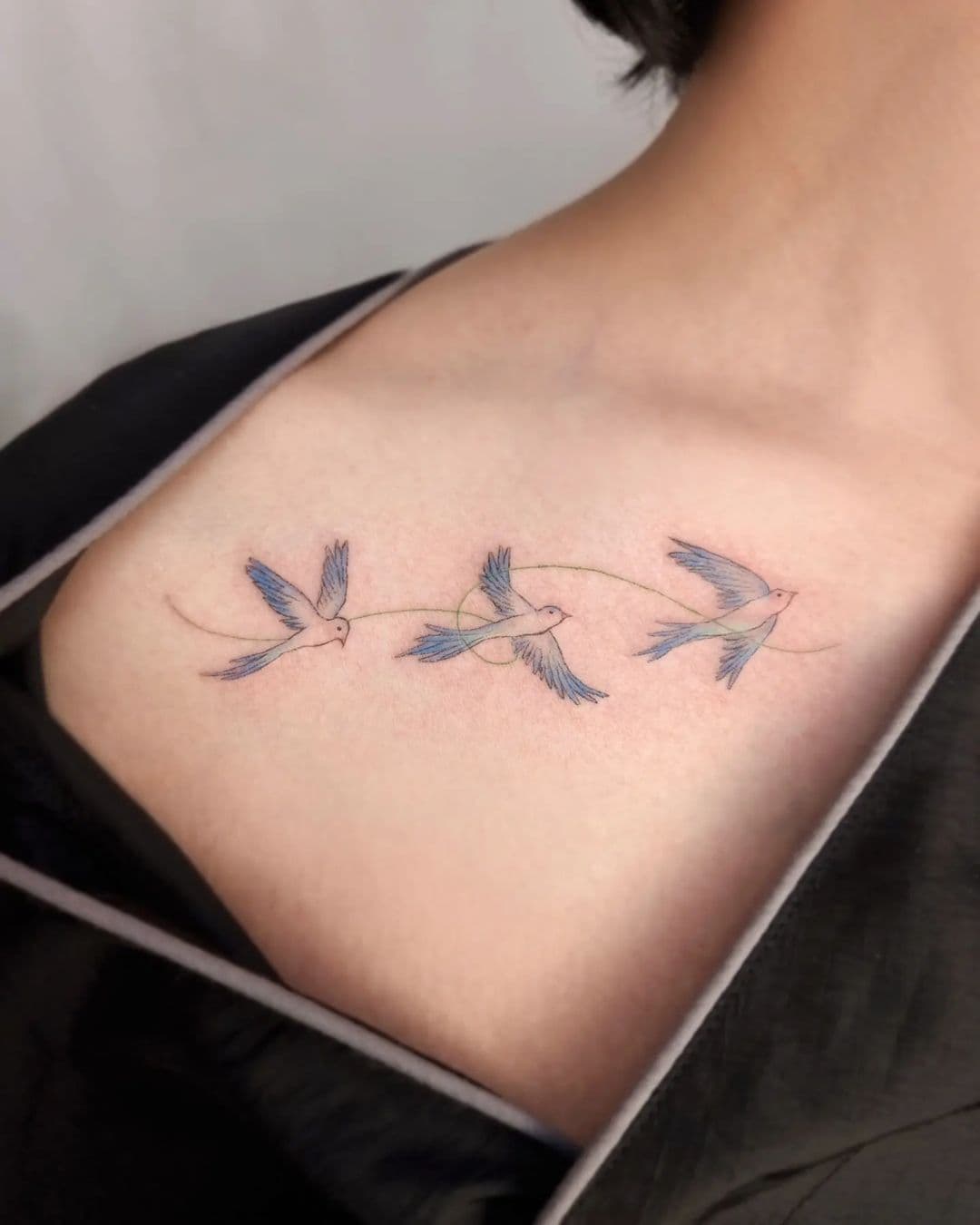 Chest Swallow Tattoo 3