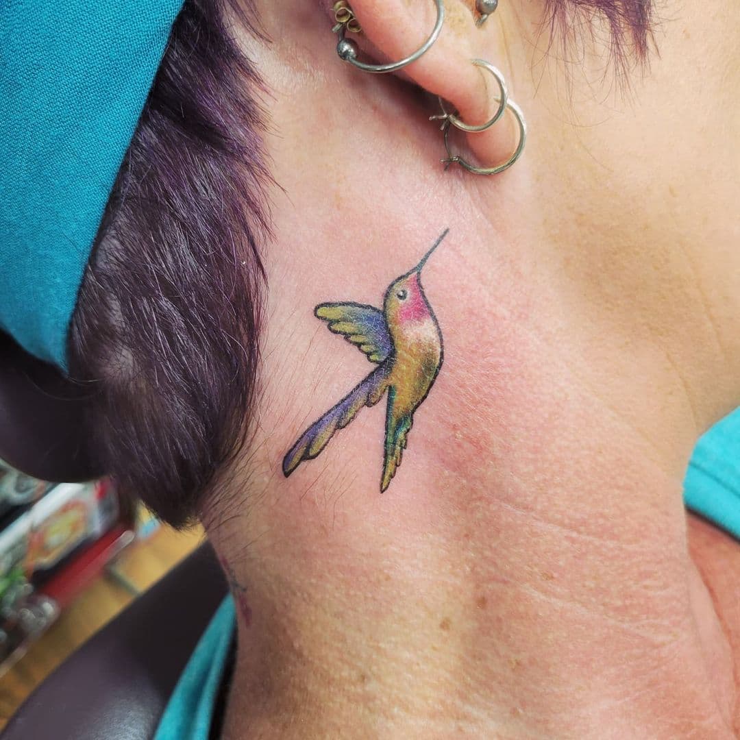Pájaro colorido detrás del tatuaje del héroe
