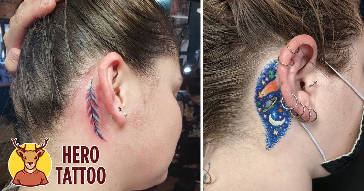 Diseños de tatuajes detrás de la oreja geniales y de moda