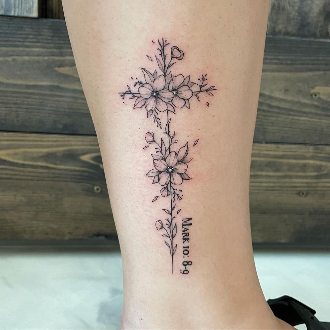 Cross Tattoos hero tattoo Flower 14