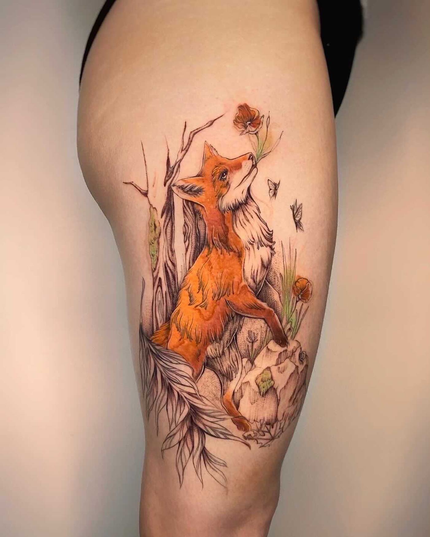 Floral Fox Tattoo 1