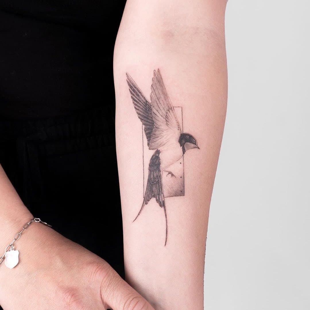 Forearm Swallow Tattoo 1