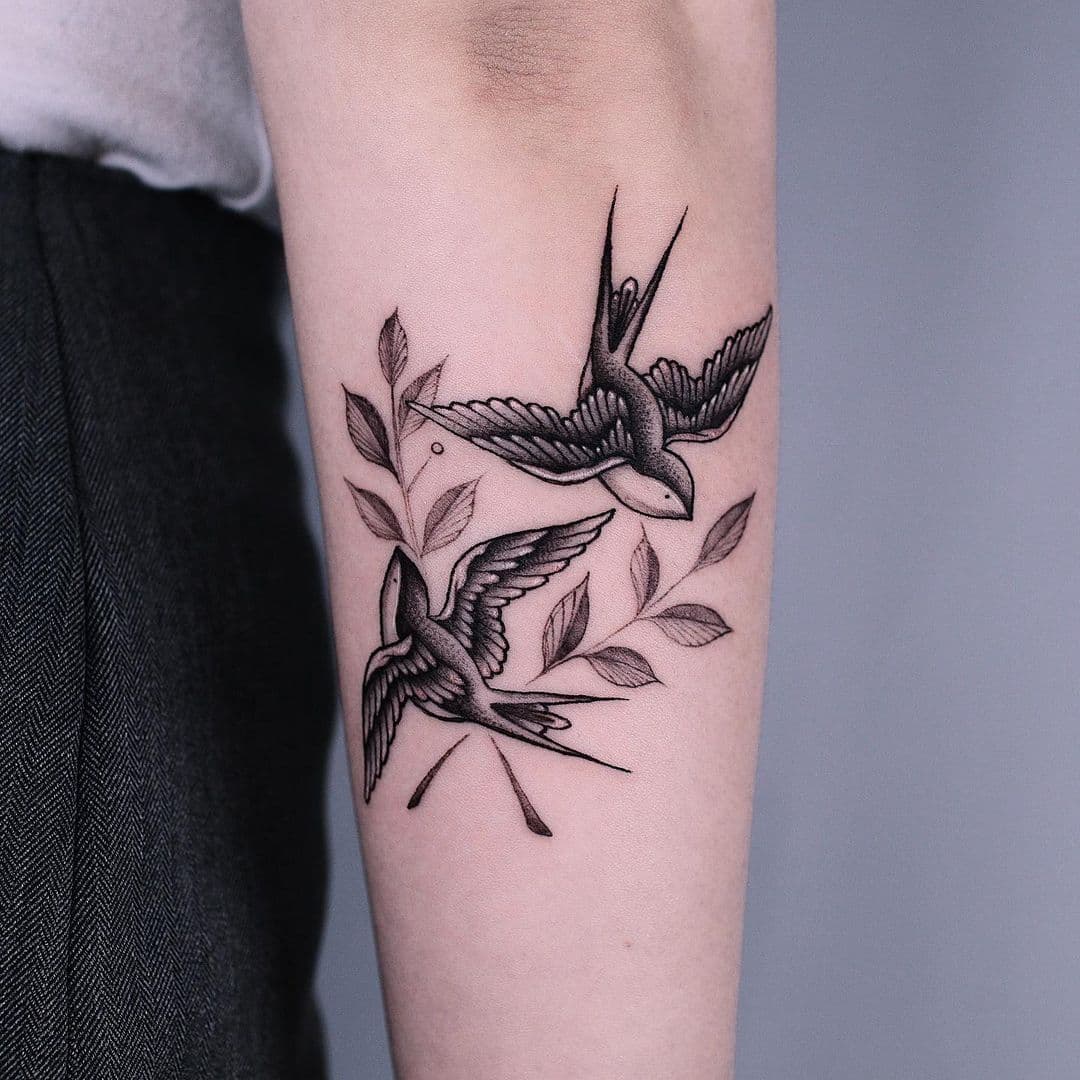 Forearm Swallow Tattoo 4