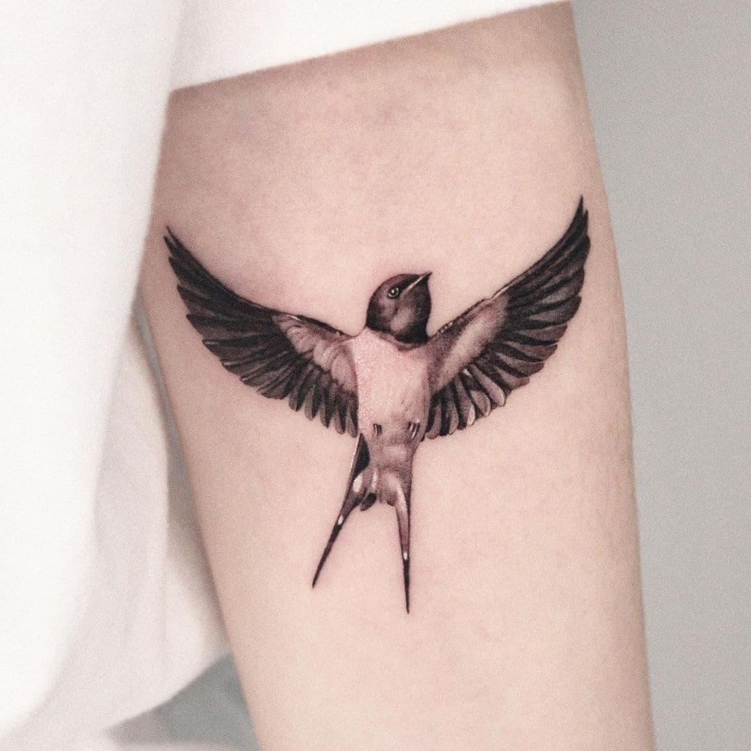 Forearm Swallow Tattoo