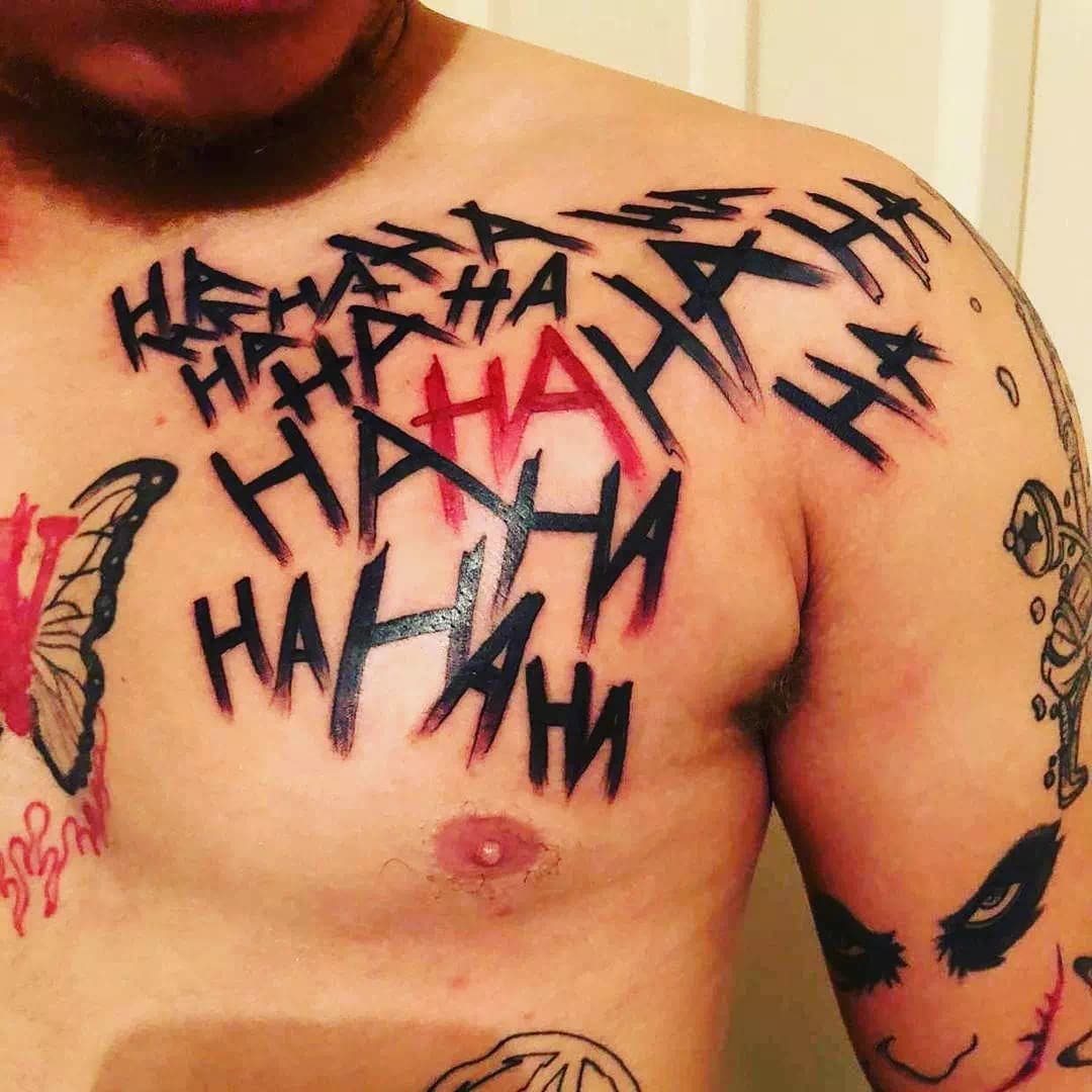 Joker Chest Tattoo Black Ink