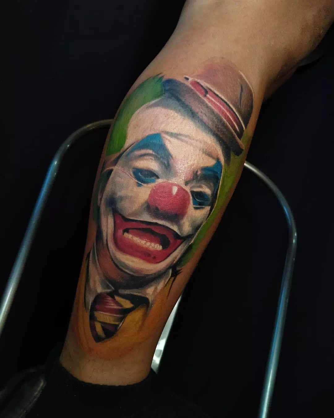 Large Thigh Joker Tattoo