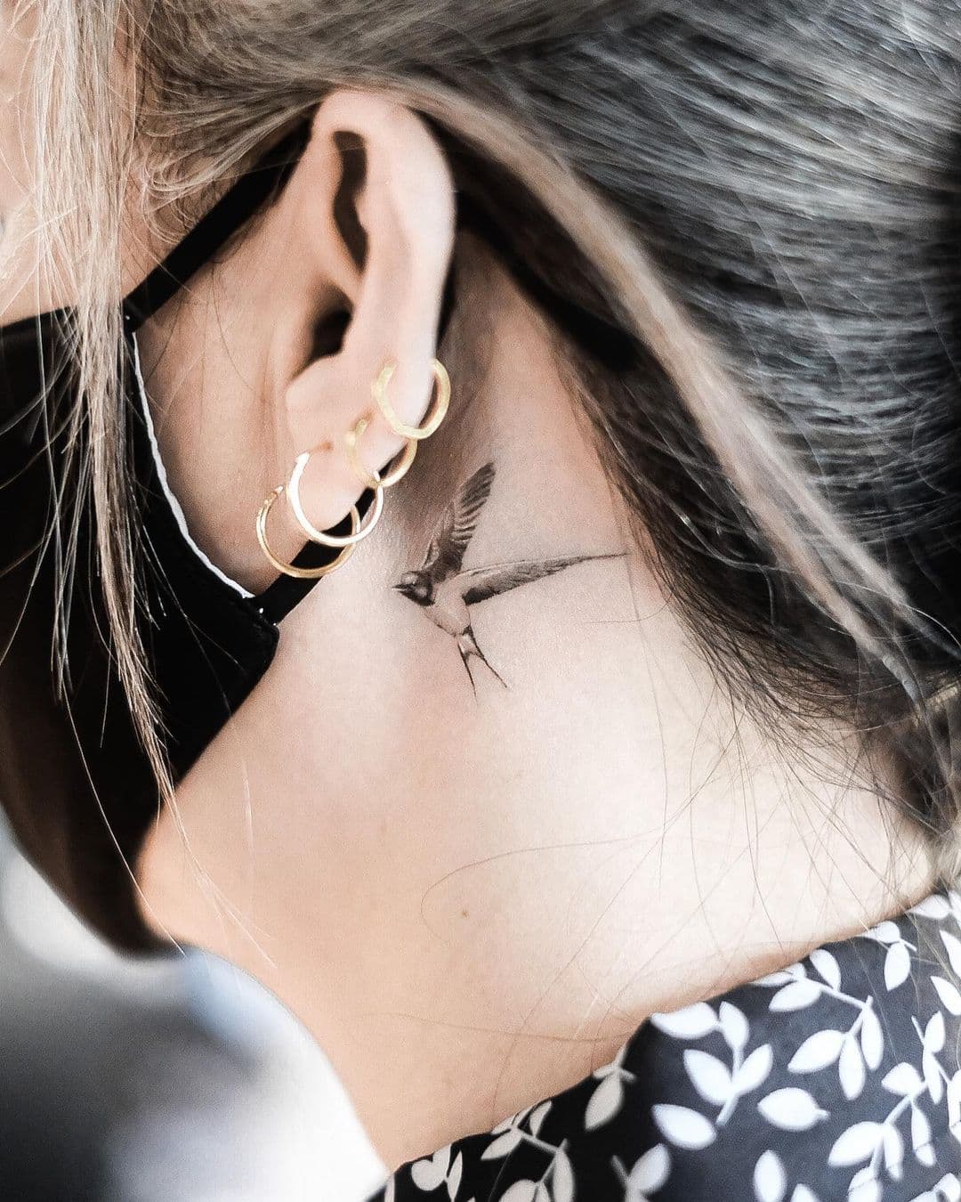 Swallow Tattoo Behind The Ear 2