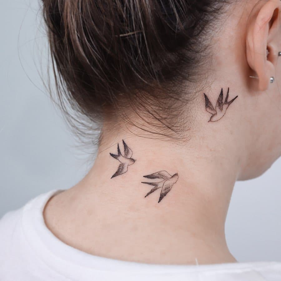 Swallow Tattoo Behind The Ear 3