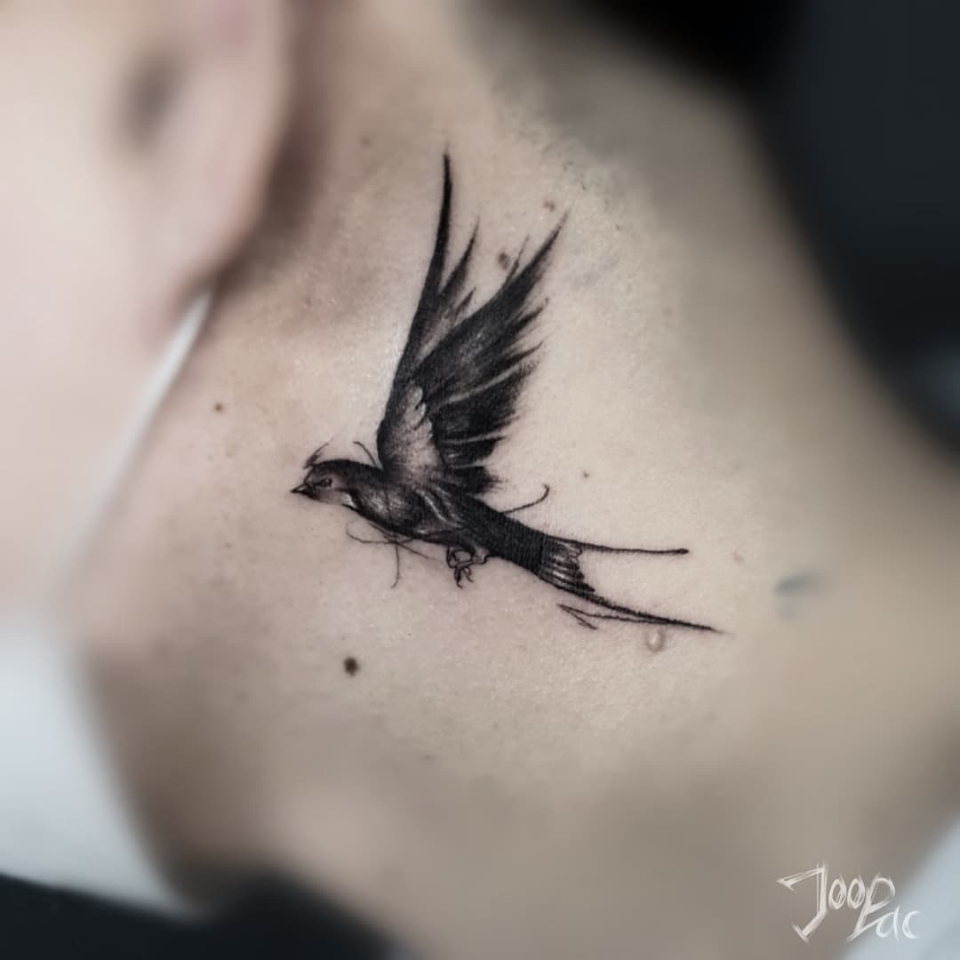 Swallow Tattoo Behind The Ear 4