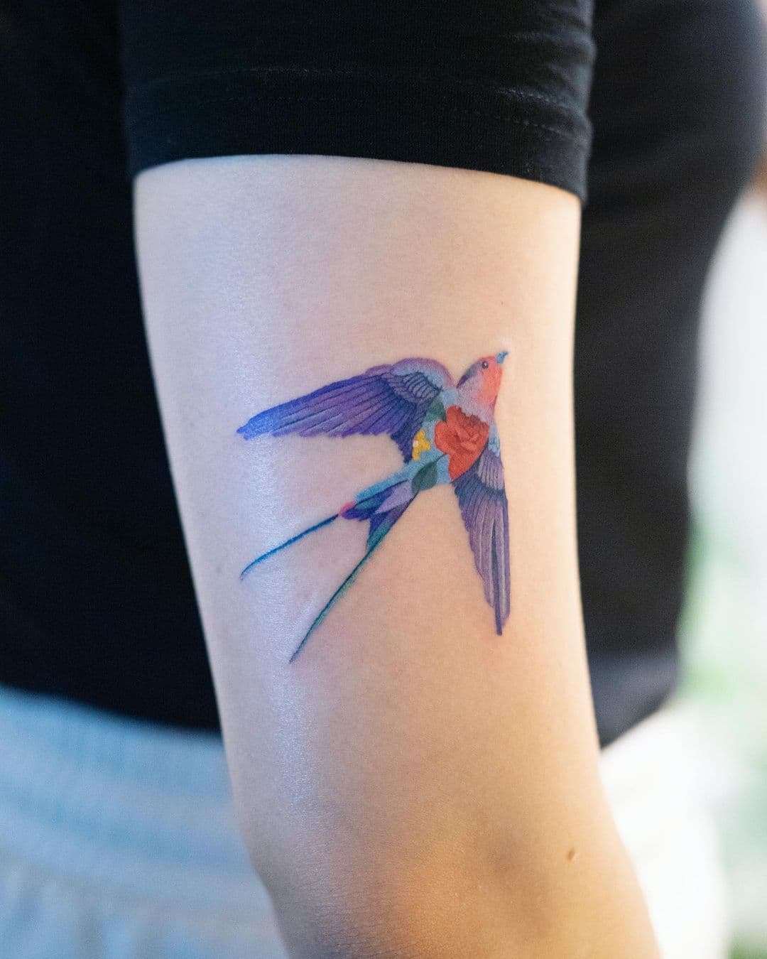 Swallow Tattoo On Arm 1