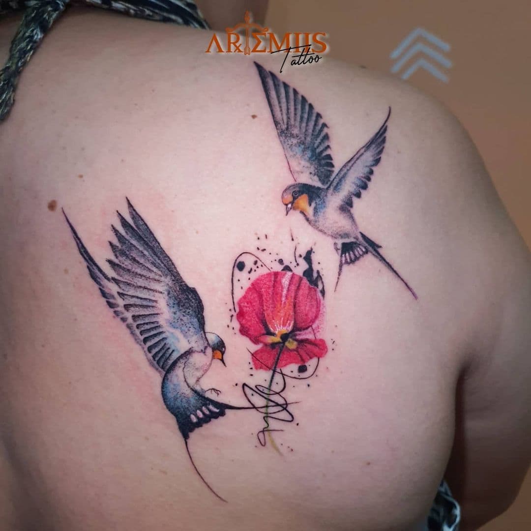 Swallow Tattoo On Side 3
