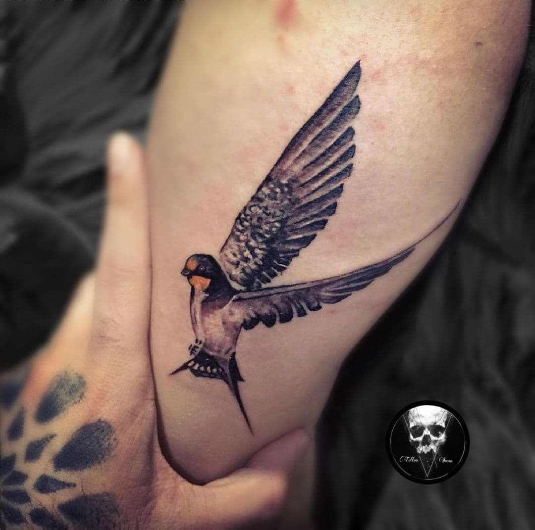 Swallow Tattoo On Thigh 2