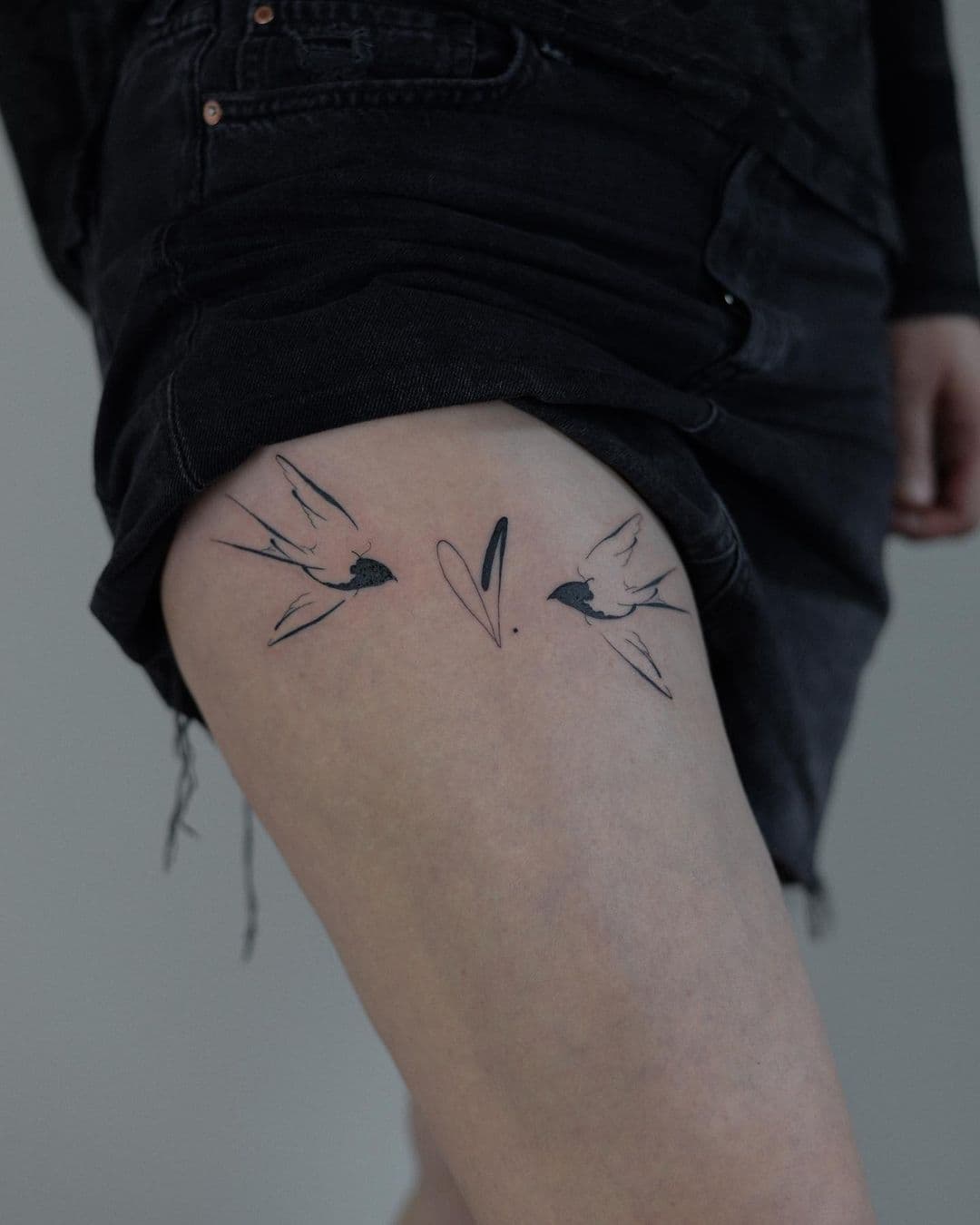 Swallow Tattoo On Thigh 3