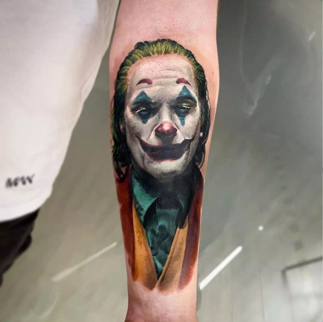 Watercolor Splash Joker Tattoo 1
