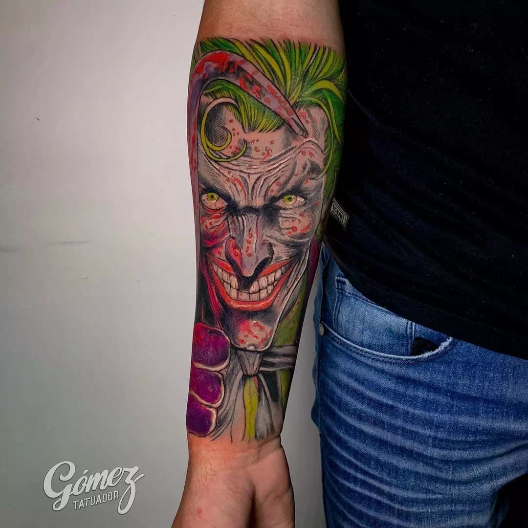 Watercolor Splash Joker Tattoo 2
