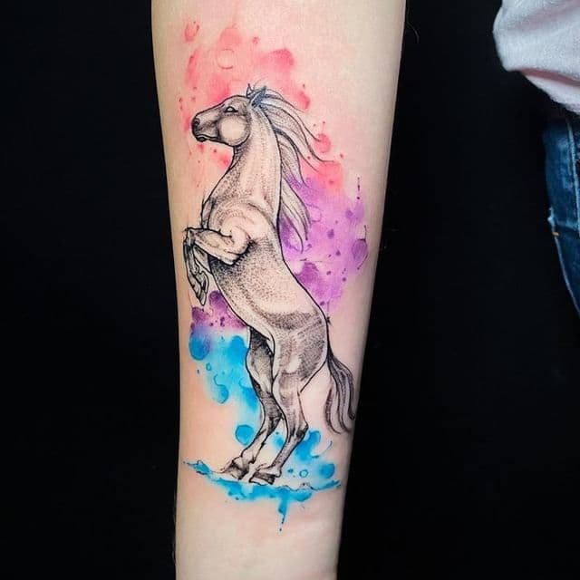 Horse Tattoo Drawing Watercolor Idea 1