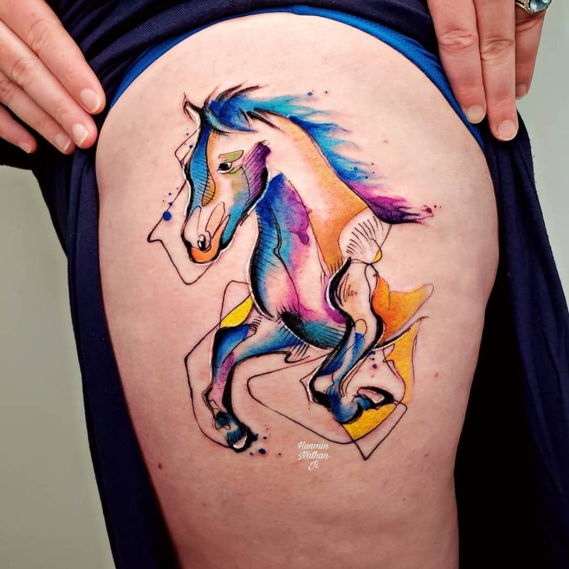 Horse Tattoo Drawing Watercolor Idea 3