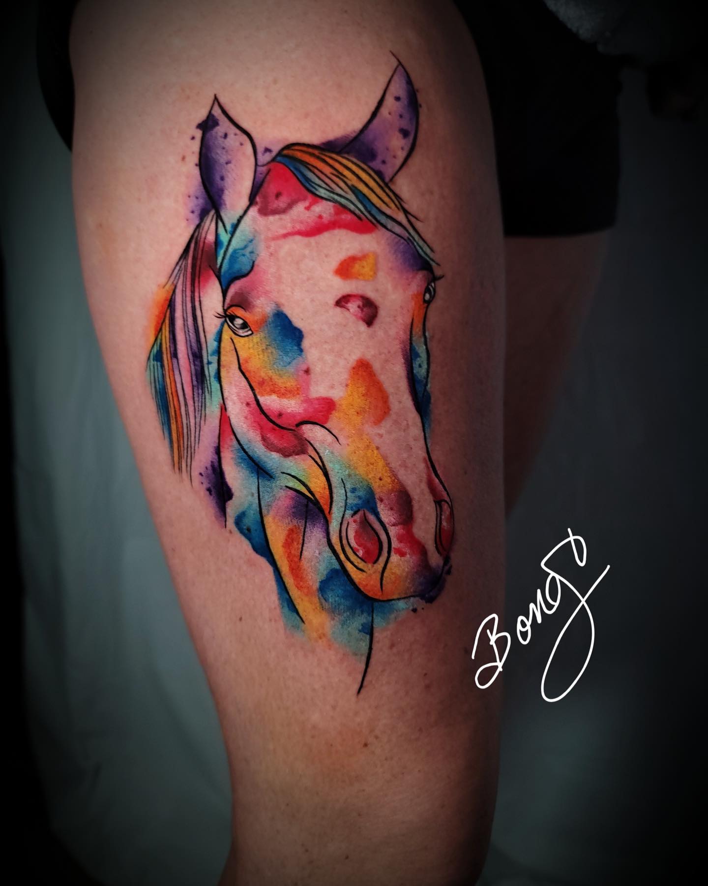 Horse Tattoo Drawing Watercolor Idea 4