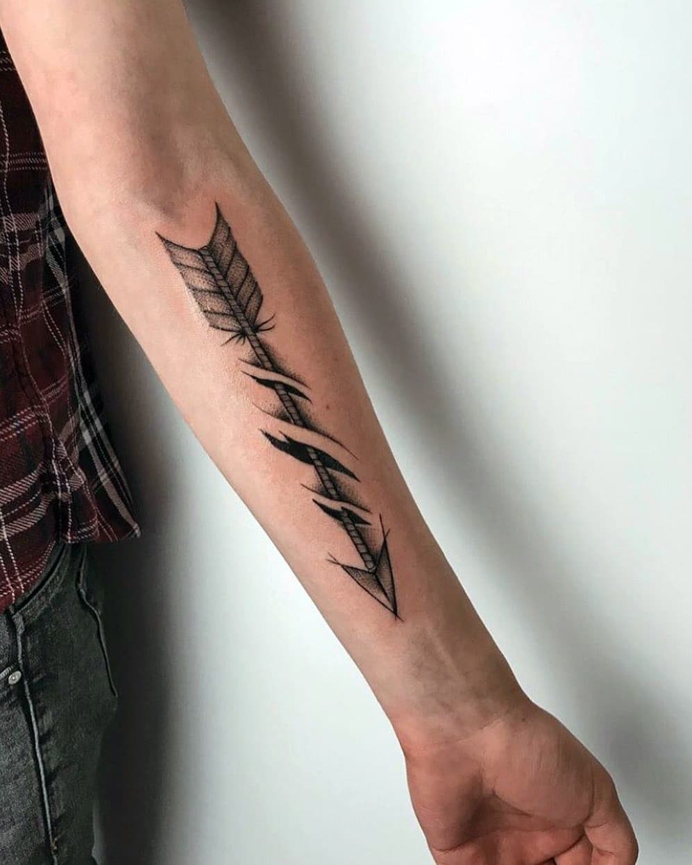 Large Precise Black Arrow Tattoo