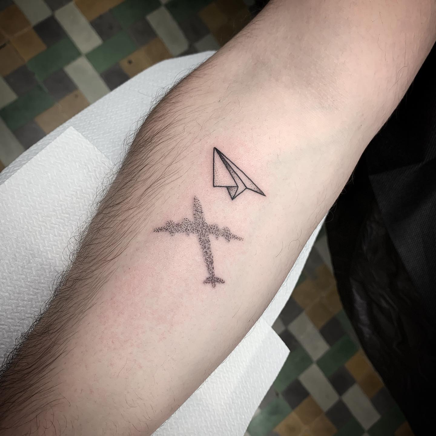 Paper Airplane Tattoo Black White Idea