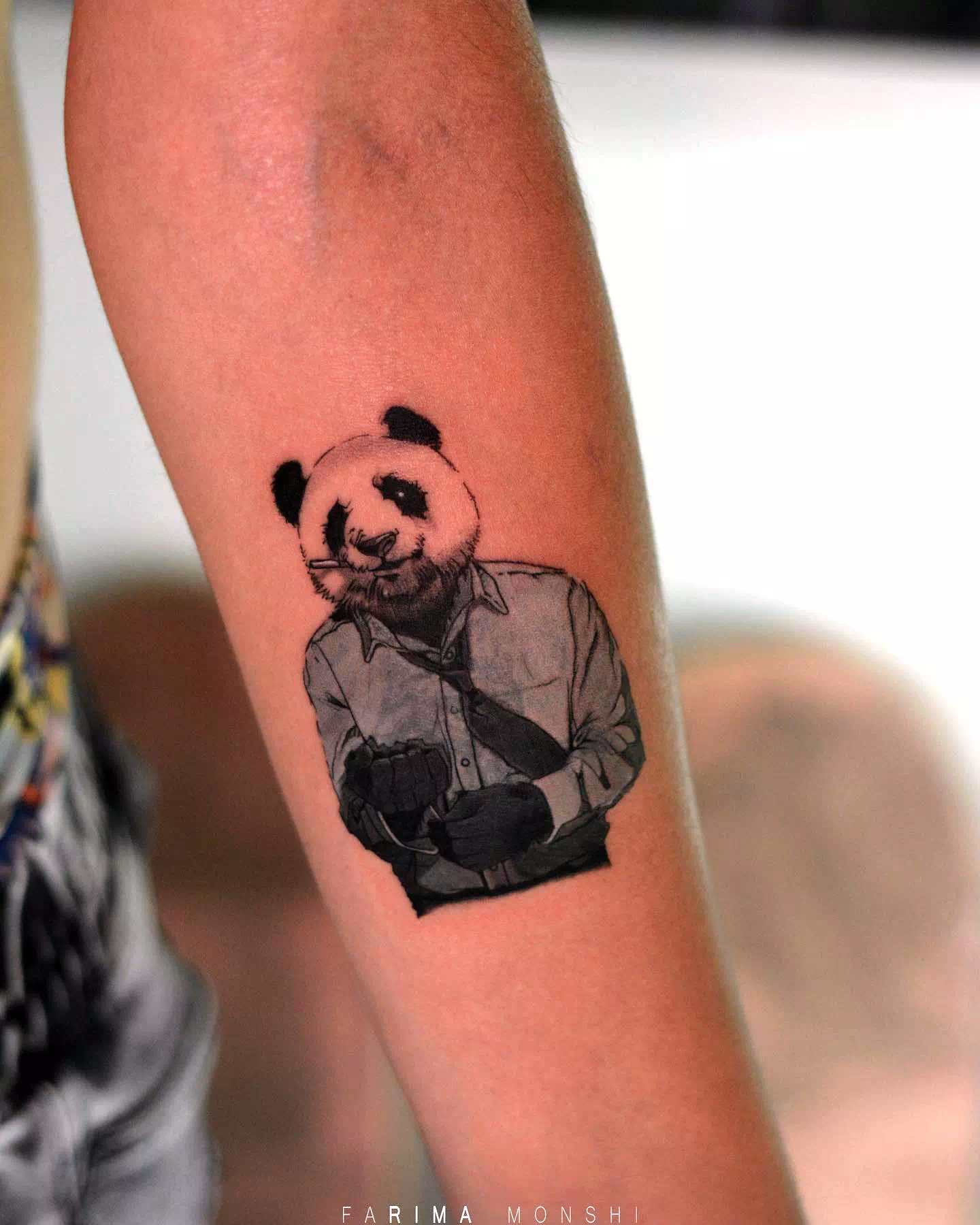 Cartoon Panda Tattoo Colorful Design