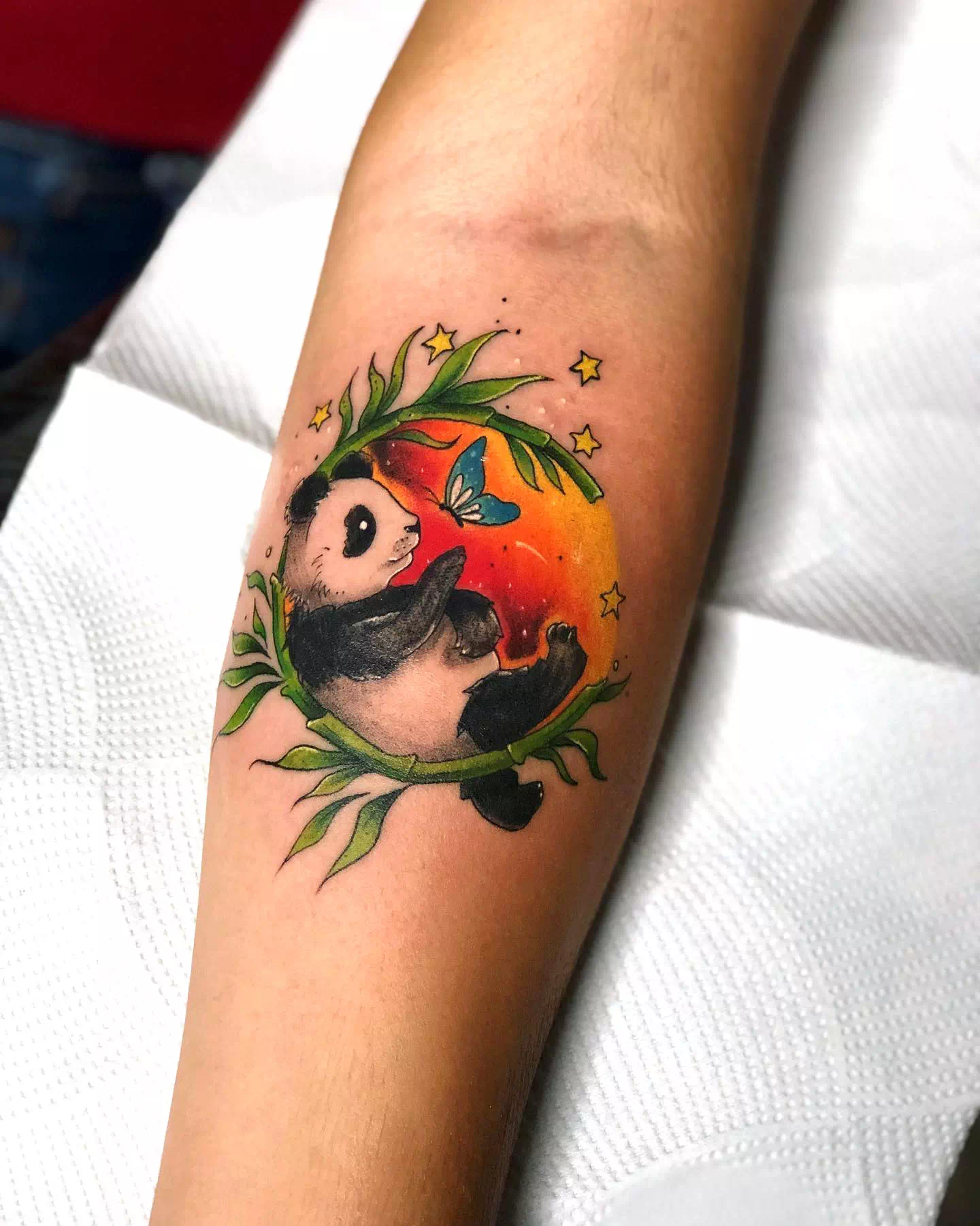 Cute Playful Panda Tattoo For Women