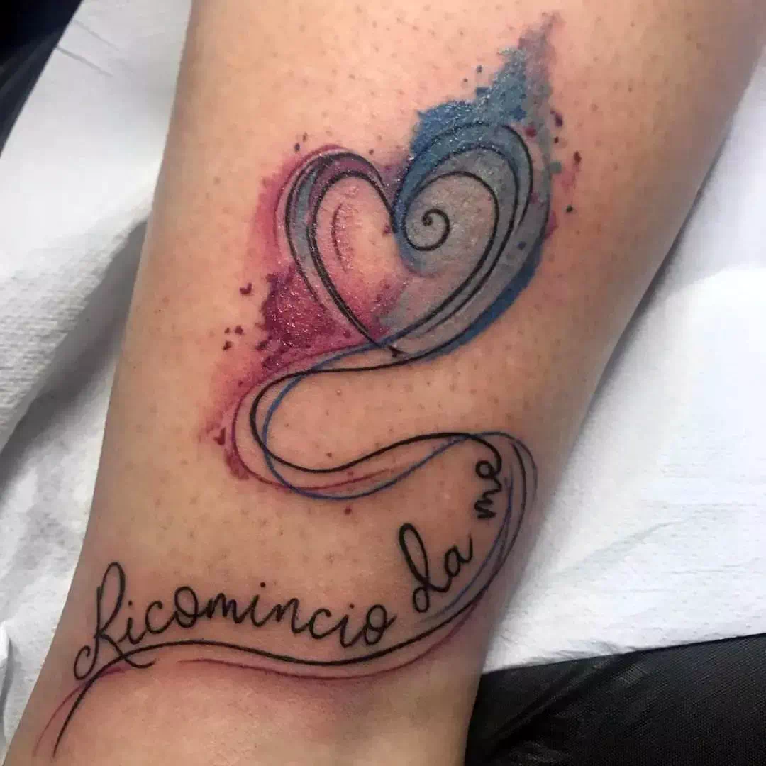 Galaxy Inspired Bright Heart Tattoo