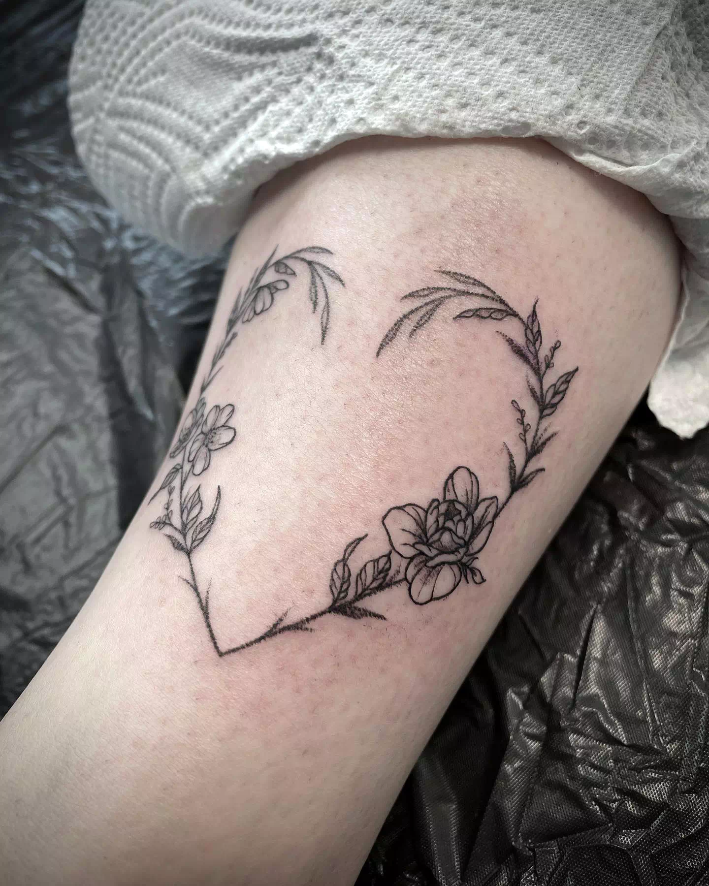 Love Heart Sweet Tattoo With Flowers 2