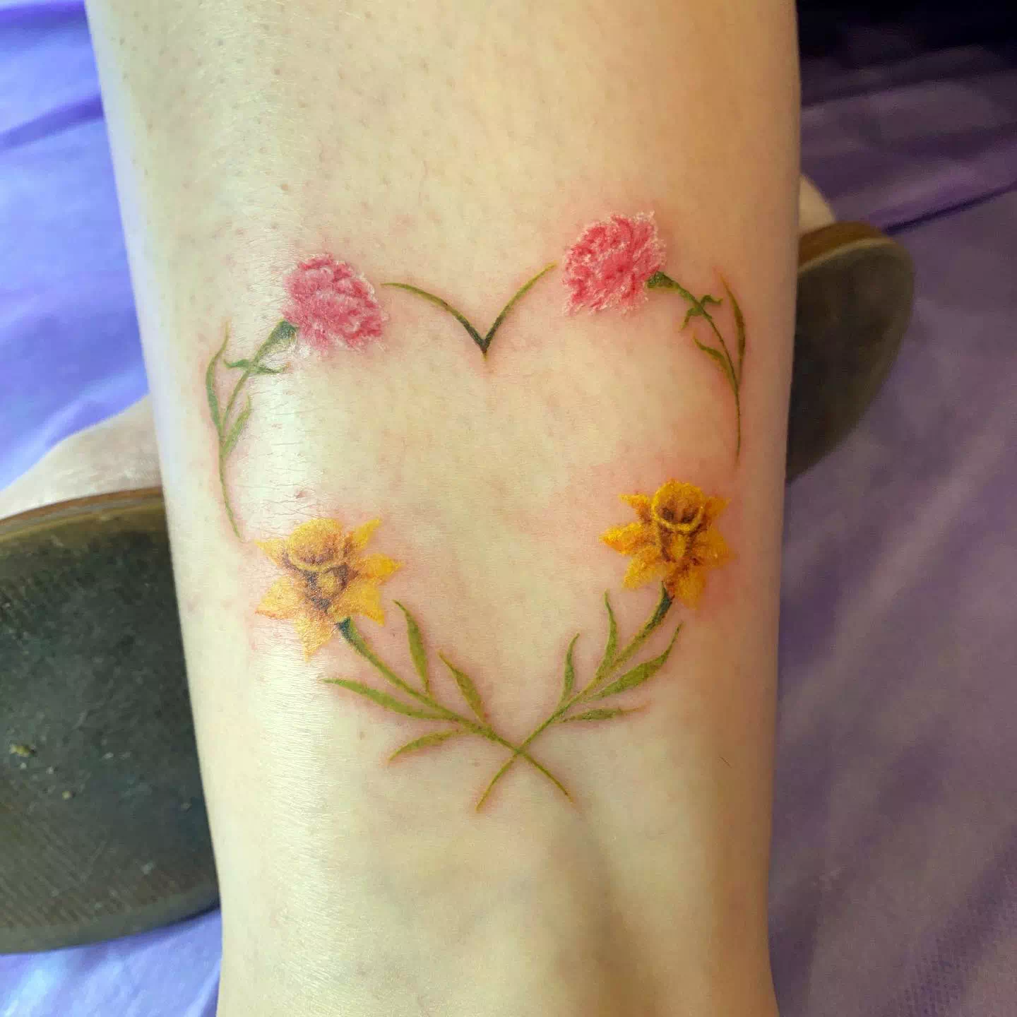Love Heart Sweet Tattoo With Flowers 4