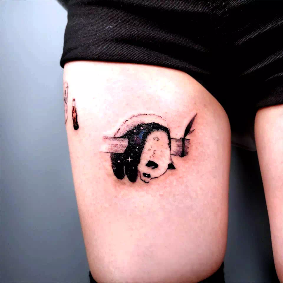 Panda Baby Tattoo Simple Ink