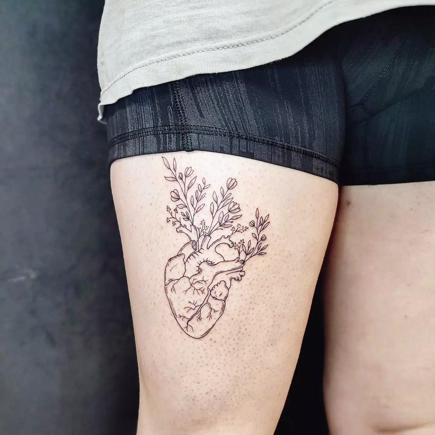 floral anatomical heart tattoo design 1