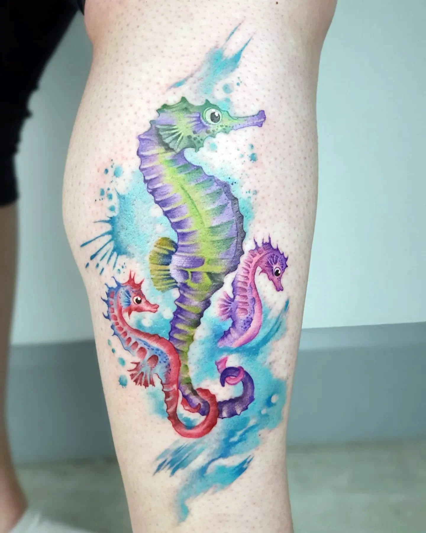 Bright Colorful Seahorse Tattoo Images