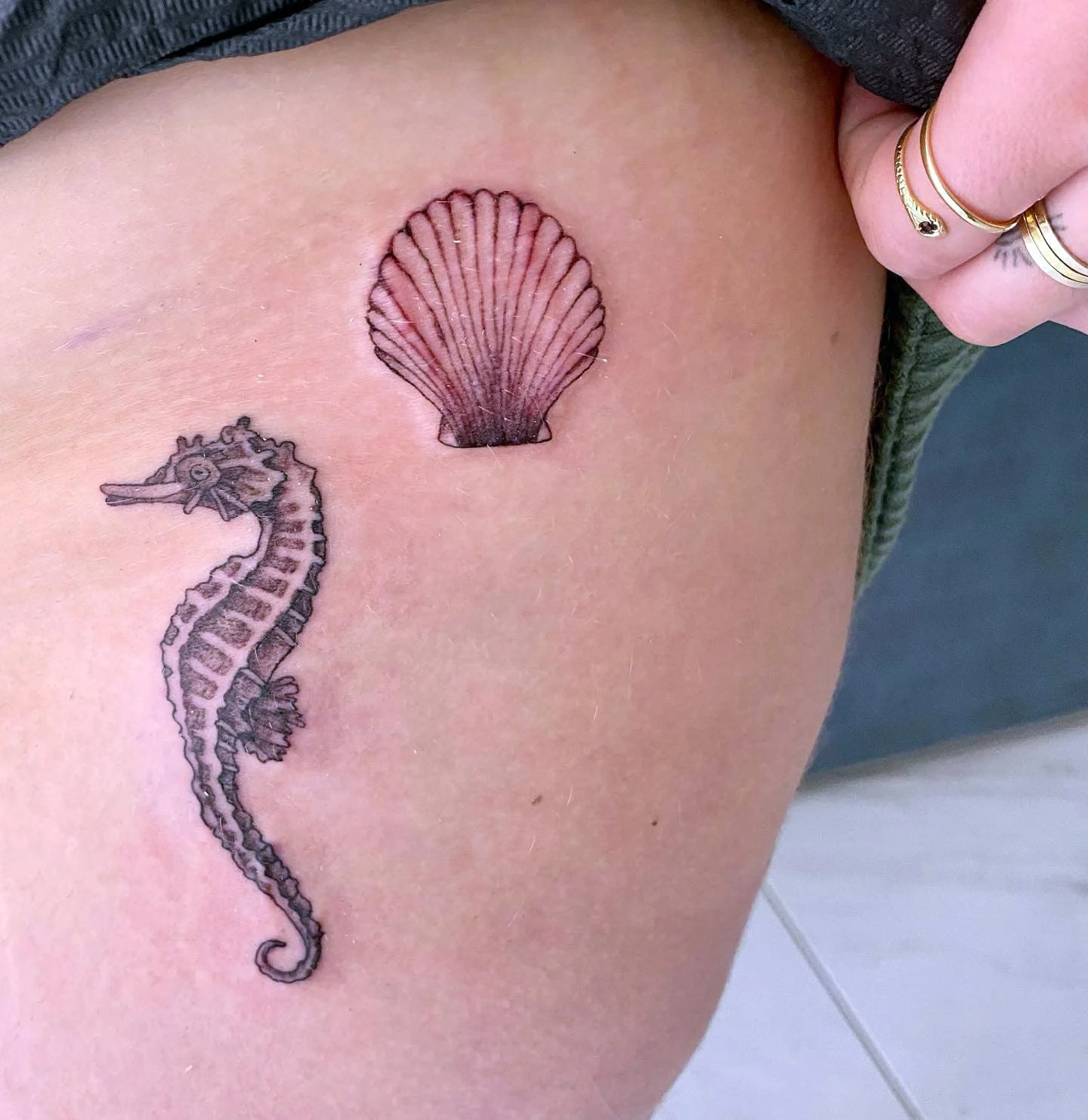 Chest Colorful Seahorse Tattoo Design