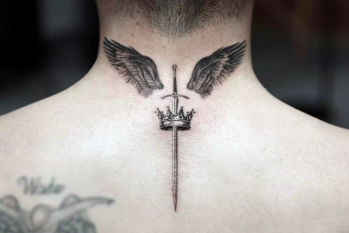 Crown neck tattoo 3