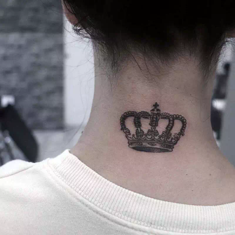 Crown neck tattoo 7