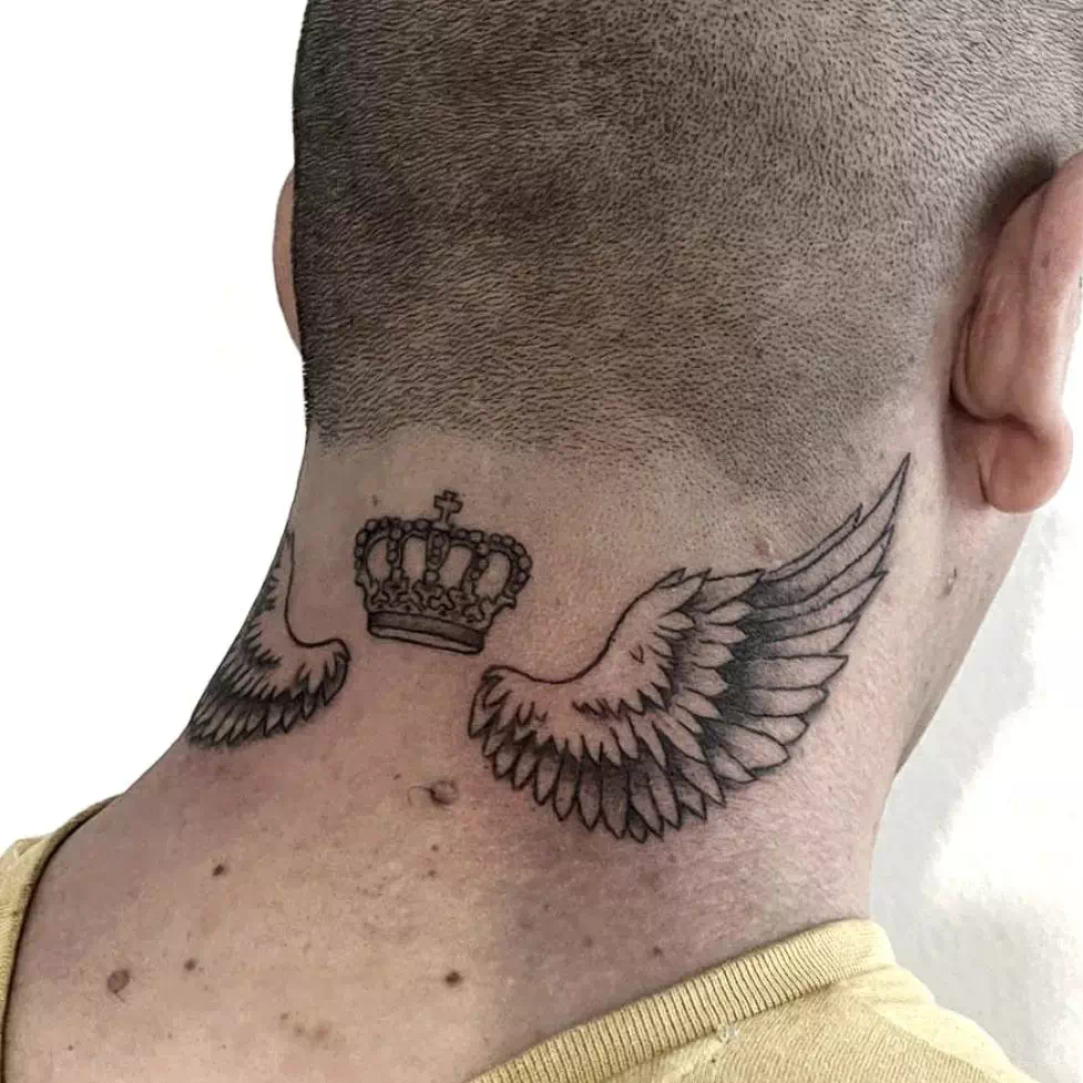 Crown neck tattoo 9