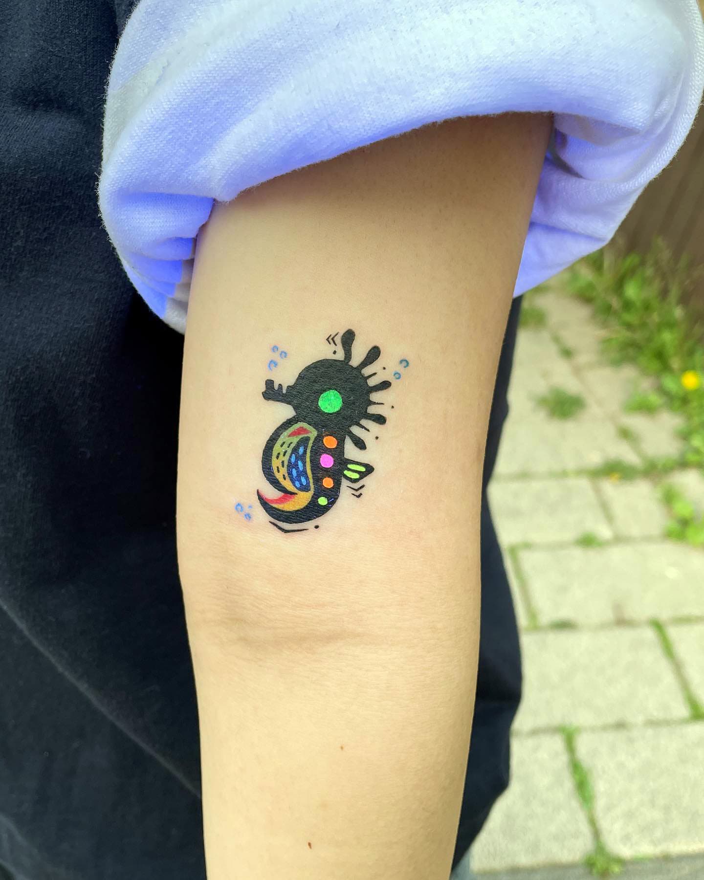 Cute Colorful Seahorse Tattoo Design 1