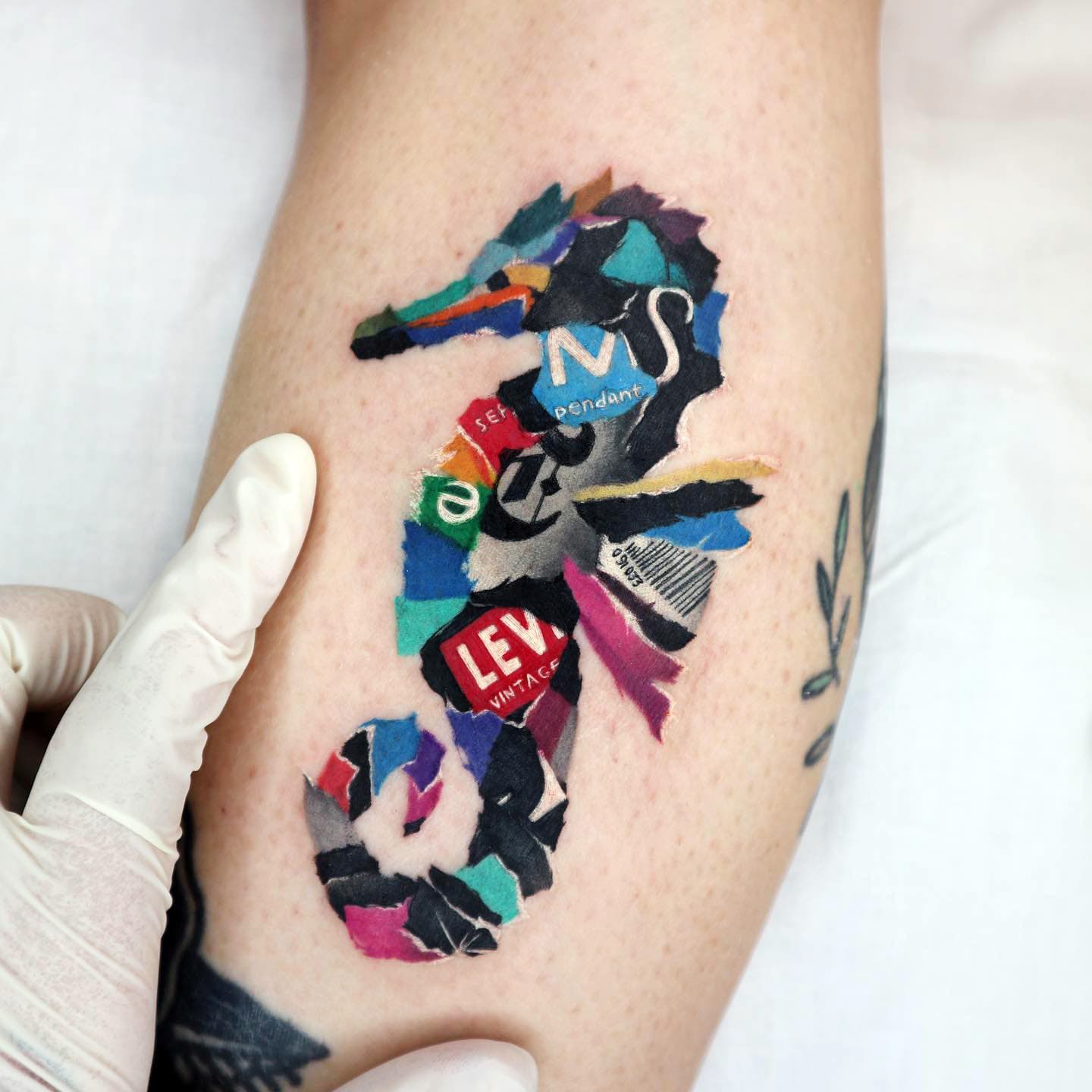 Cute Seahorse Tattoo Colorful Image