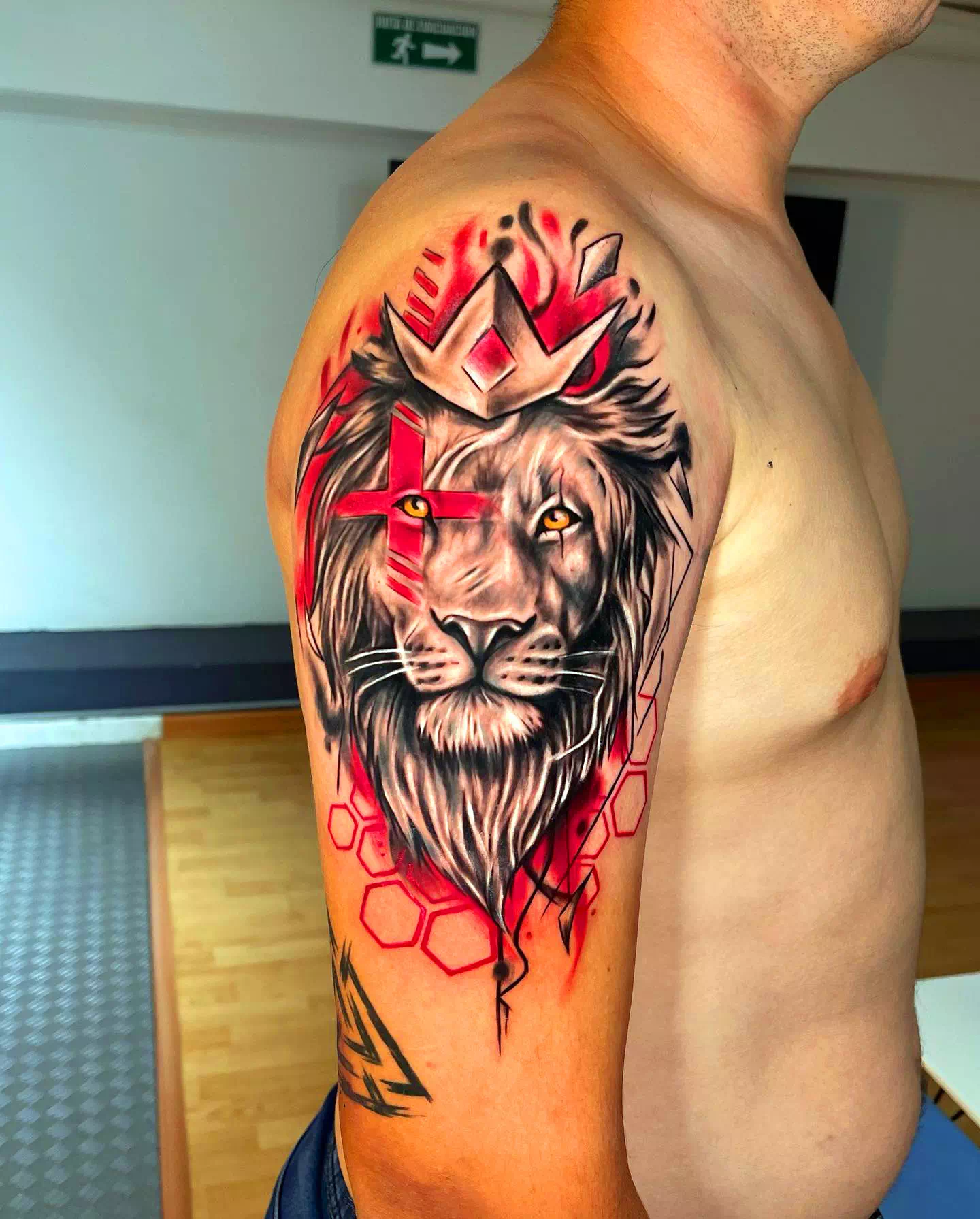 Lion Inspired Trash Polka Tattoos 1